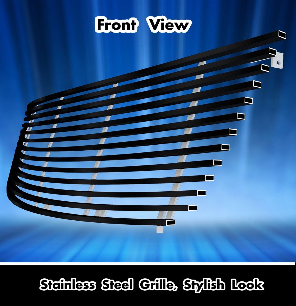 APS Compatible with Cadillac SRX 2005-2009 Main Upper Stainless Steel Black Horizontal Billet Front Grill Grille Insert A85361J - Upgrade Your Car's Appearance for Street Style & Custom Look
