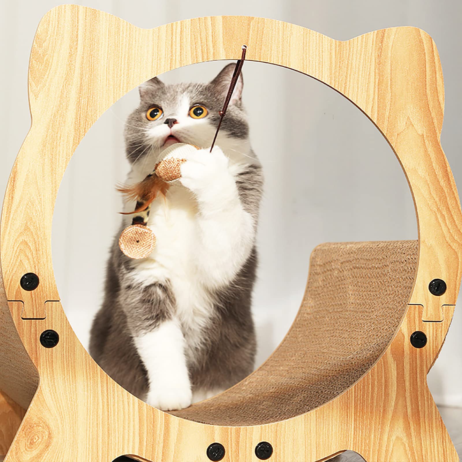 3 in 1 Cat Scratcher Cardboard Lounge Bed with Hanging Ball - Premium Scratching Pad for Large Cats & Kittens - Durable Square Shape Cat Furniture for Play, Rest & Scratch Relief - Perfect for Living Room, Bedroom or Home Office