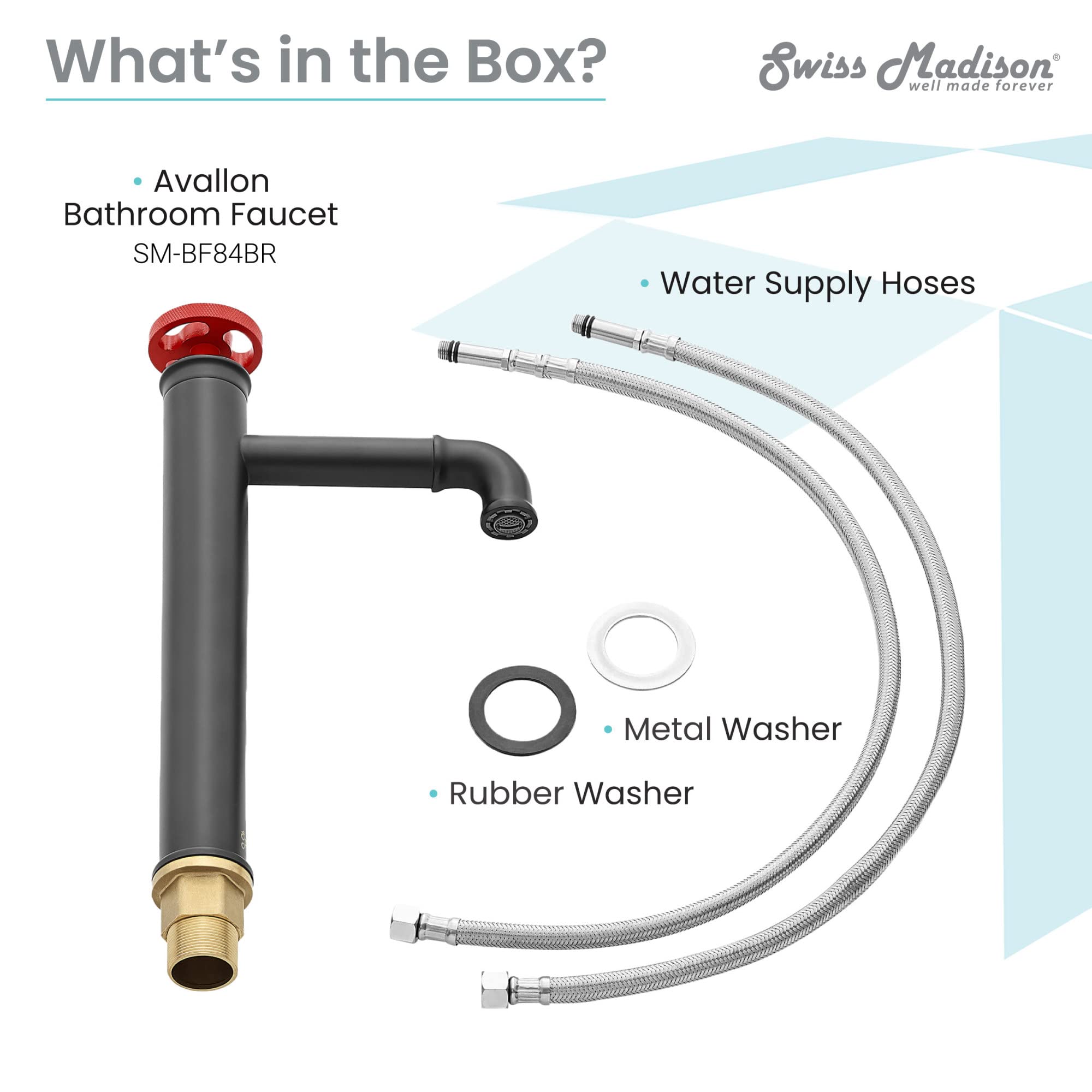 Avallon Matte Black Single Hole Single Handle High Arc Bathroom Sink Faucet with Blue Handles - Modern Waterfall Spout for Bathroom Vanity & Powder Room Upgrade