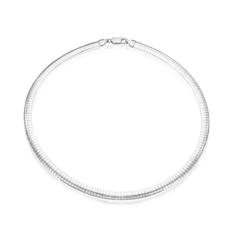 8mm Sterling Silver Italian Chain Necklace - High Polished Flat Omega Chain for Women & Men (16, 18, 20 Inch) | Elegant Jewelry Gift for Anniversary, Wedding & Everyday Wear