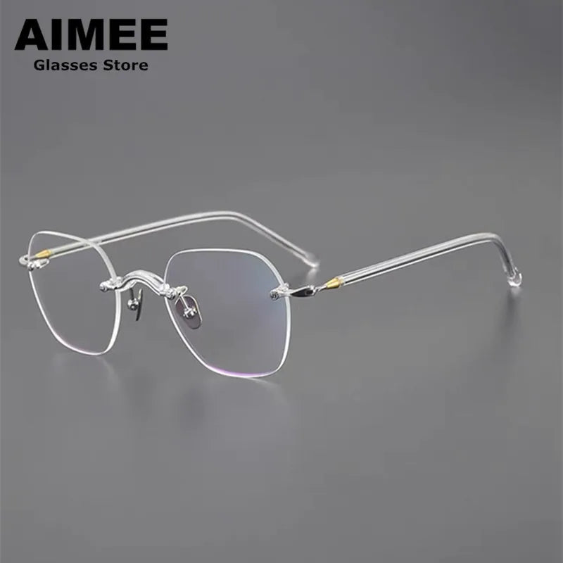 Aimee Women's Rimless Flat Top Square Titanium Eyeglasses Frame 7122 - Lightweight & Durable for Office, Reading & Everyday Wear