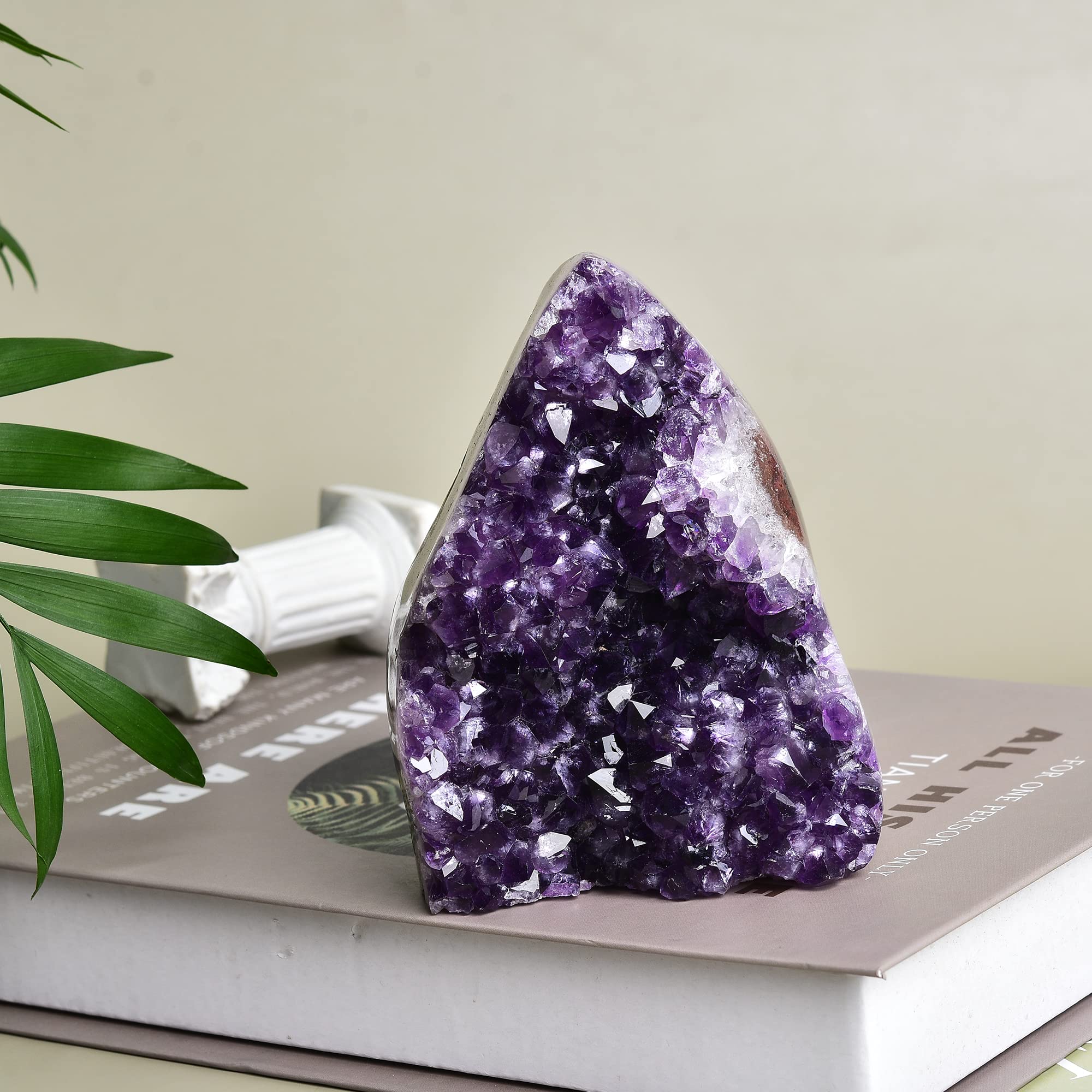 Natural Deep Purple Uruguay Amethyst Crystal Cluster - Raw Amethyst Geode Quartz Mineral Specimen for Home Decor, Meditation & Healing Crystals Collection