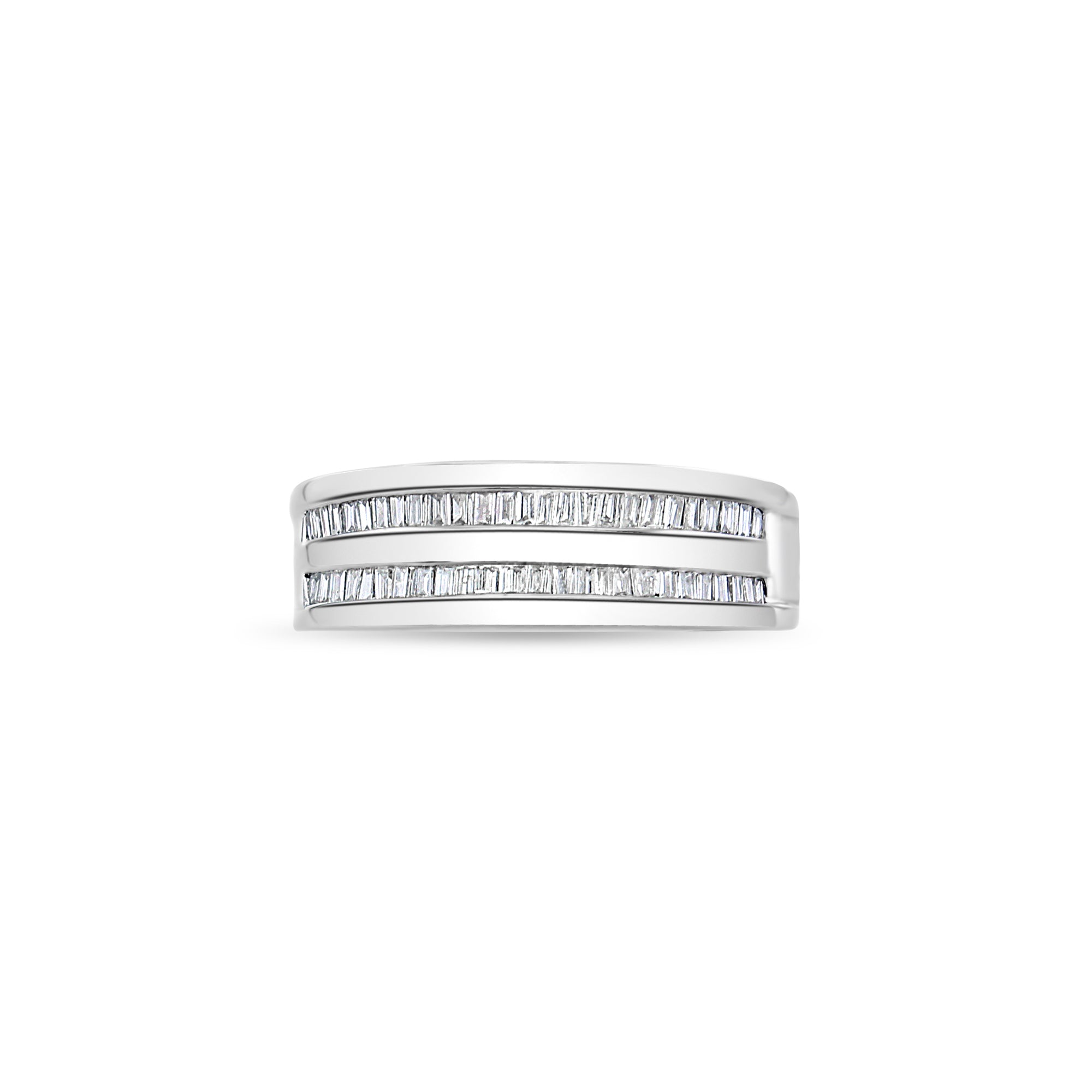 7MM Double Row Baguette Diamond Wedding Band for Women - Elegant Stackable Ring for Bridal, Anniversary & Special Occasions