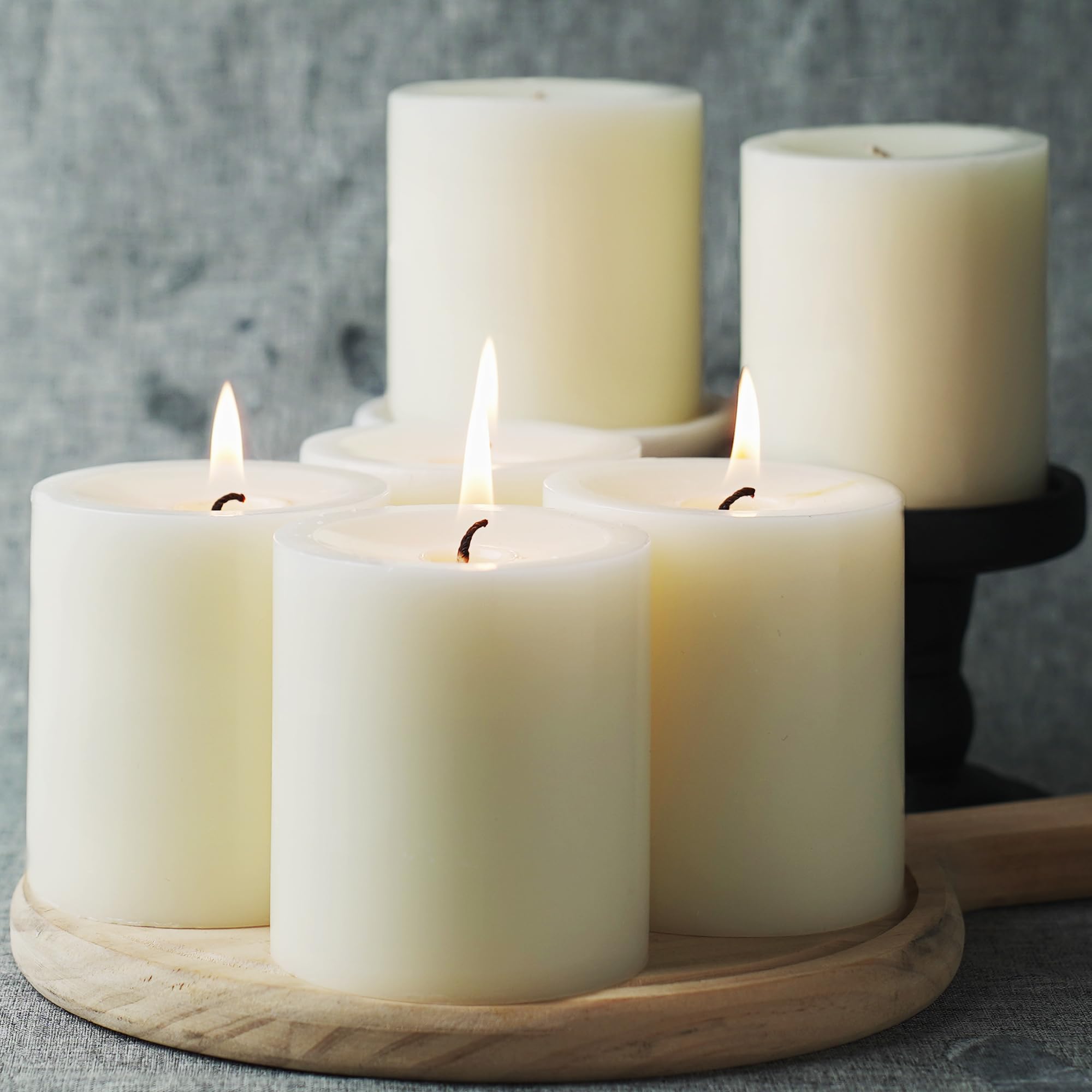 Unscented Ivory Pillar Candles - 6 Pack (2.8x3 Inches) | 30-Hour Burn Time, Dripless Design - Perfect for Weddings, Parties, Spa Decor, Home Gatherings & Romantic Dinners | Elegant Table Centerpiece for Special Occasions