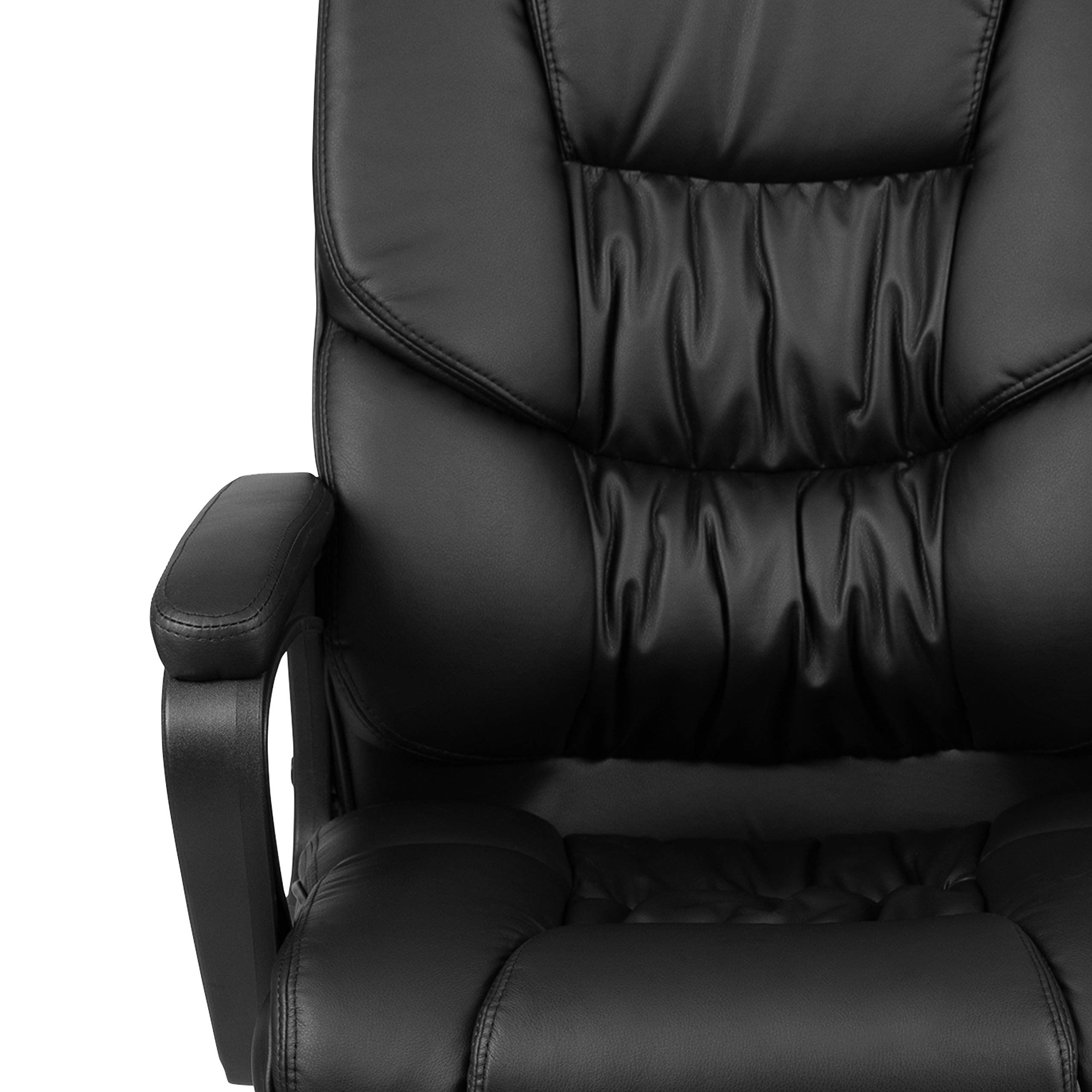 Flash Furniture Big & Tall Swivel LeatherSoft Office & Gaming Chair - Ergonomic Adjustable Height Executive Chair with Padded Armrests - Perfect for Home Office, Gaming Setup & Workspace (Black)
