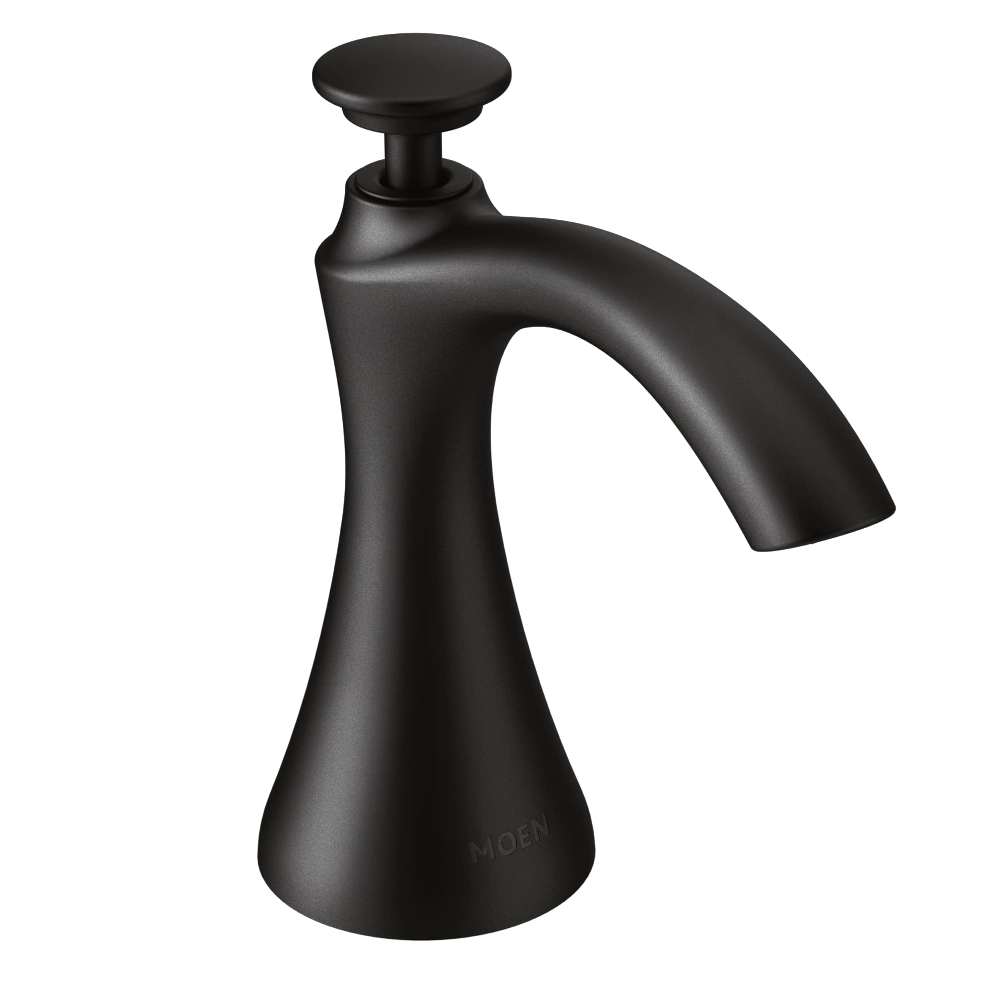 Moen S3946BL Matte Black Transitional Deck Mounted Kitchen Soap Dispenser with Above Sink Refillable Bottle - Perfect for Modern Kitchens & Bathrooms