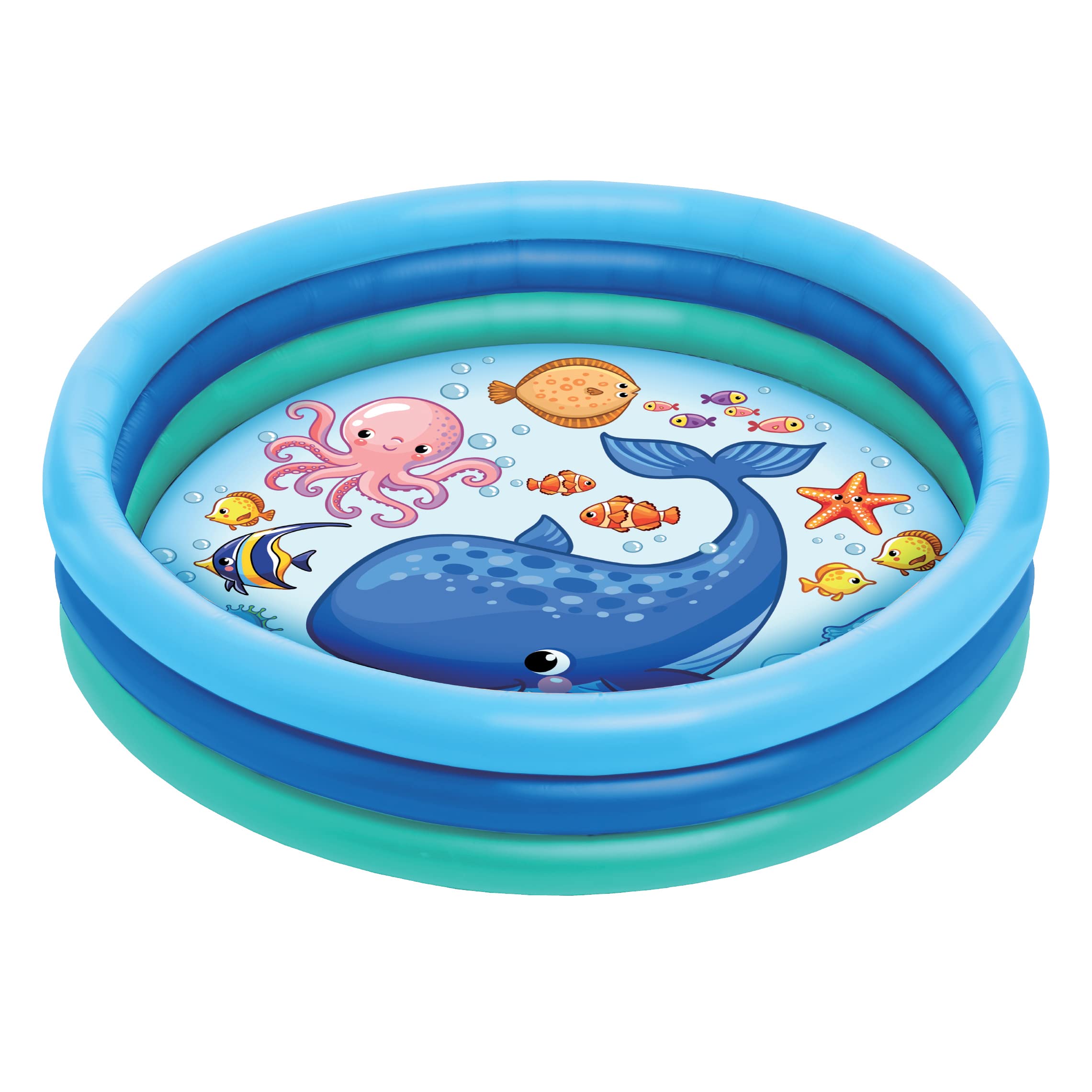 Inflatable 3 Ring Kiddie Pool with Aquarium Design - 51