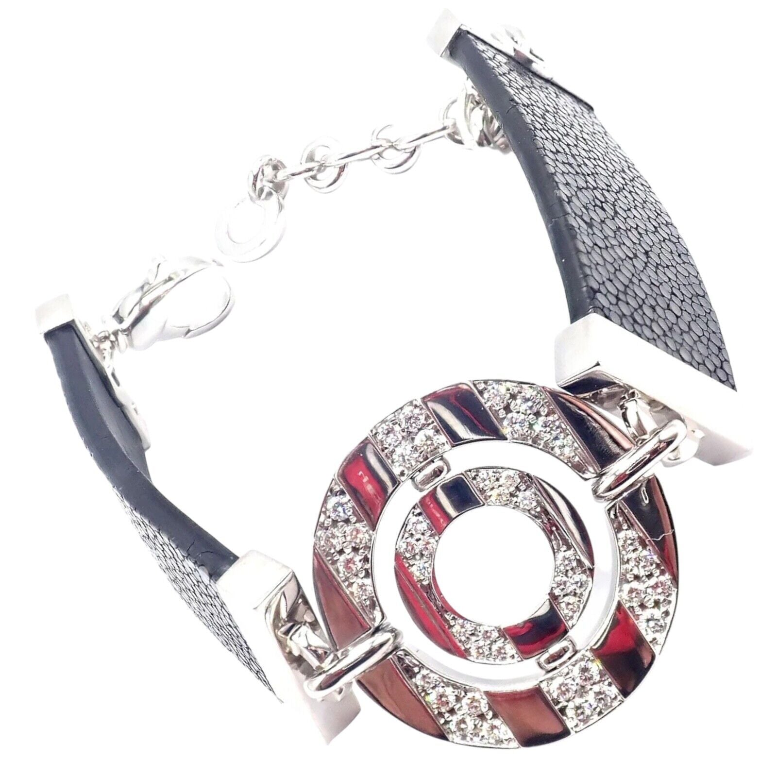 Authentic Bvlgari Bulgari Astrale 18k White Gold Diamond Shagreen Bracelet for Women - Luxury Jewelry Gift for Anniversary, Wedding & Special Occasions