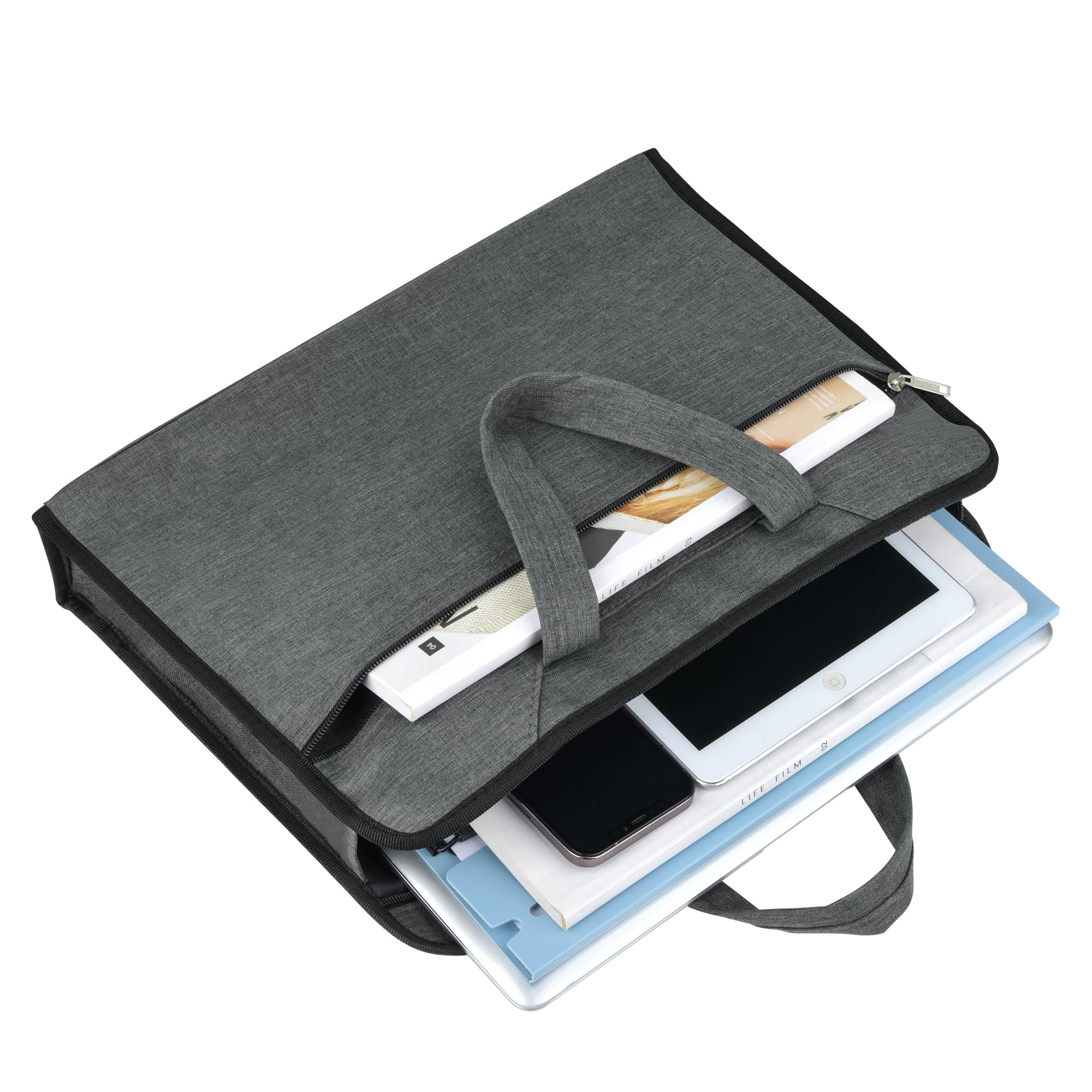 Waterproof Oxford Laptop Document Bag - Professional Zippered Briefcase for Business, Office & School - Perfect for Meetings, Commuting & Travel (Grey)