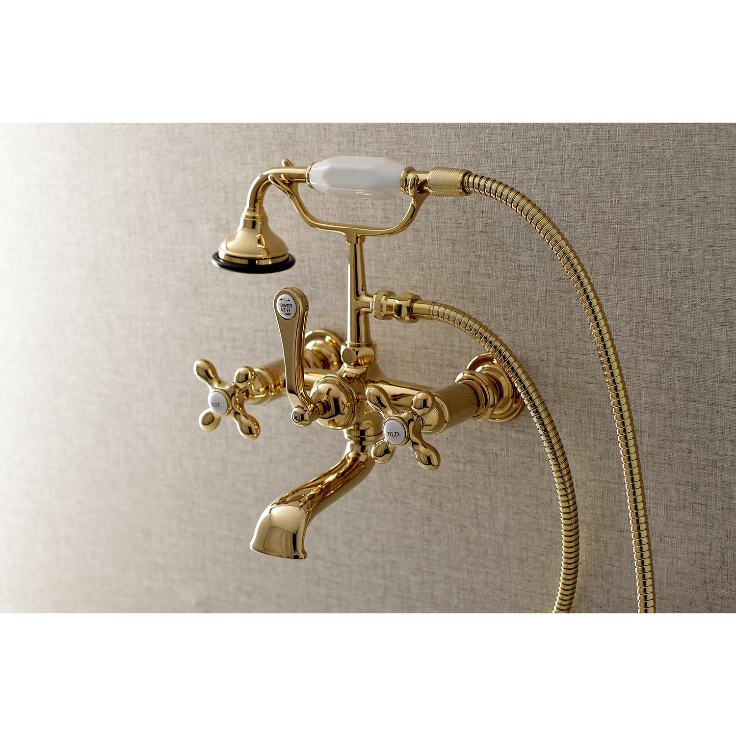 Vintage Clawfoot Tub Faucet with Hand Shower - 3 Handle Wall Mount Brass Bathtub Faucet for Classic Bathrooms - Perfect for Antique Style Bathroom Renovations and Spa-Like Showers