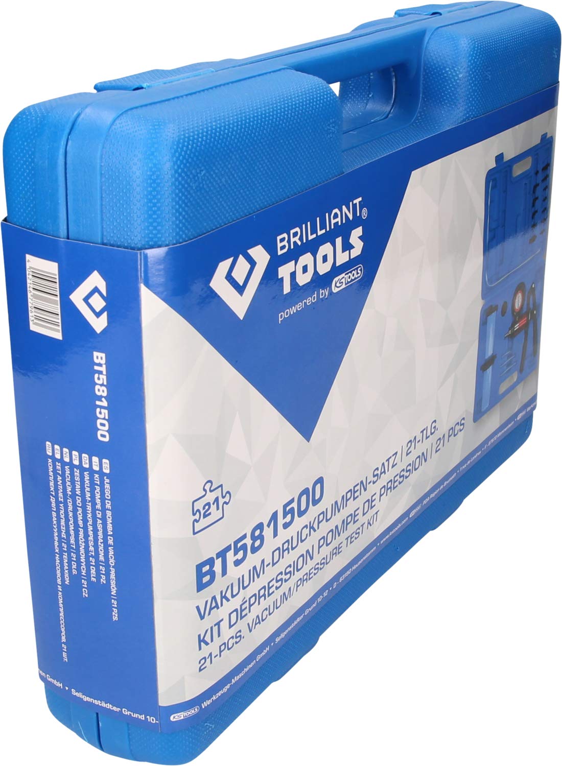 BRILLIANT TOOLS BT581500 Vacuum Pressure Pump Set, 21-Piece Kit [Powered by KS TOOLS] - Perfect for Automotive AC Repair & HVAC System Maintenance