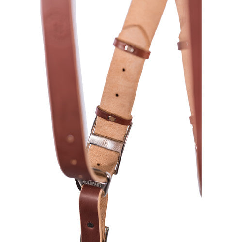HoldFast Gear Money Maker Two Camera Harness with Silver Hardware – English Bridle & Chestnut (Medium) | Dual Camera Strap for Photographers | Perfect for Weddings, Events & Outdoor Photography