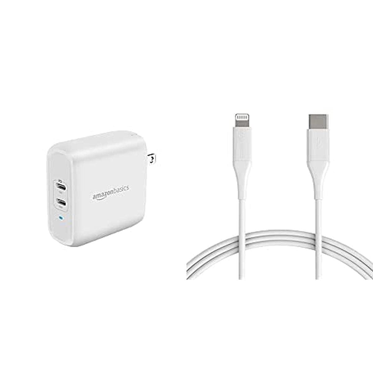 Amazon Basics USB-C to Lightning Cable & Wall Charger Combo - 6ft MFi Certified Fast Charging for iPhone 11/12/13/14, iPad - White (Perfect for Home, Office & Travel)