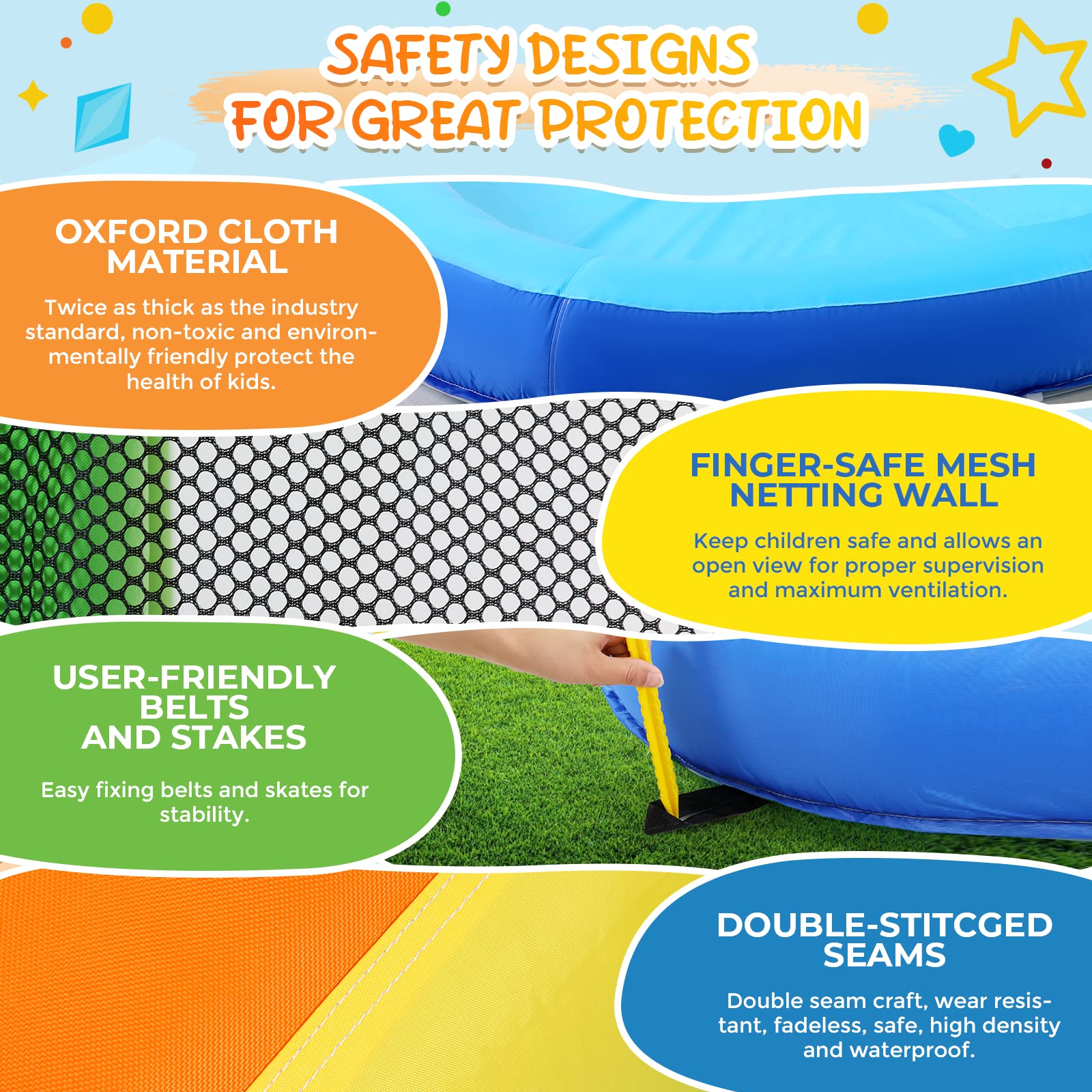 Inflatable Water Slides for Kids - 6 in 1 Blow Up Water Park with 450W Blower, 158x138x89 Inches, Climbing Wall, Splash Pool, 2 Water Cannons, Basketball Hoop & Crocodile Shower Head - Perfect for Backyard Summer Fun, Birthday Parties, and Outdoor Family Activities