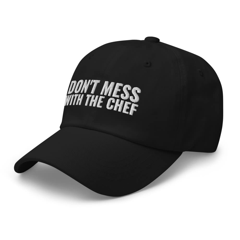 Don't Mess with The Chef - Funny BBQ Apron for Men - Best Grilling Gifts for Dad - Embroidered Cotton Chef Hat - Perfect for Backyard BBQ & Outdoor Cooking Parties