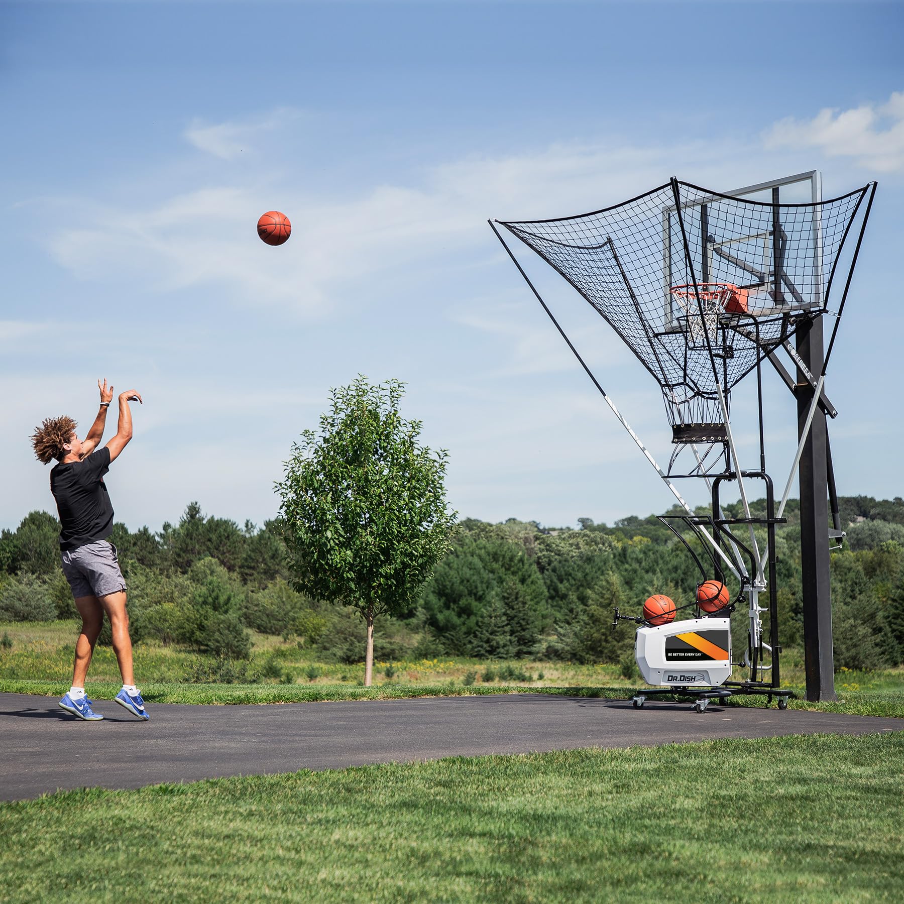 Dr. Dish Home Basketball Shooting Machine - Automatic Rebounder & Shot Trainer for Indoor/Outdoor Practice | Perfect for Driveway, Backyard & Gym Training