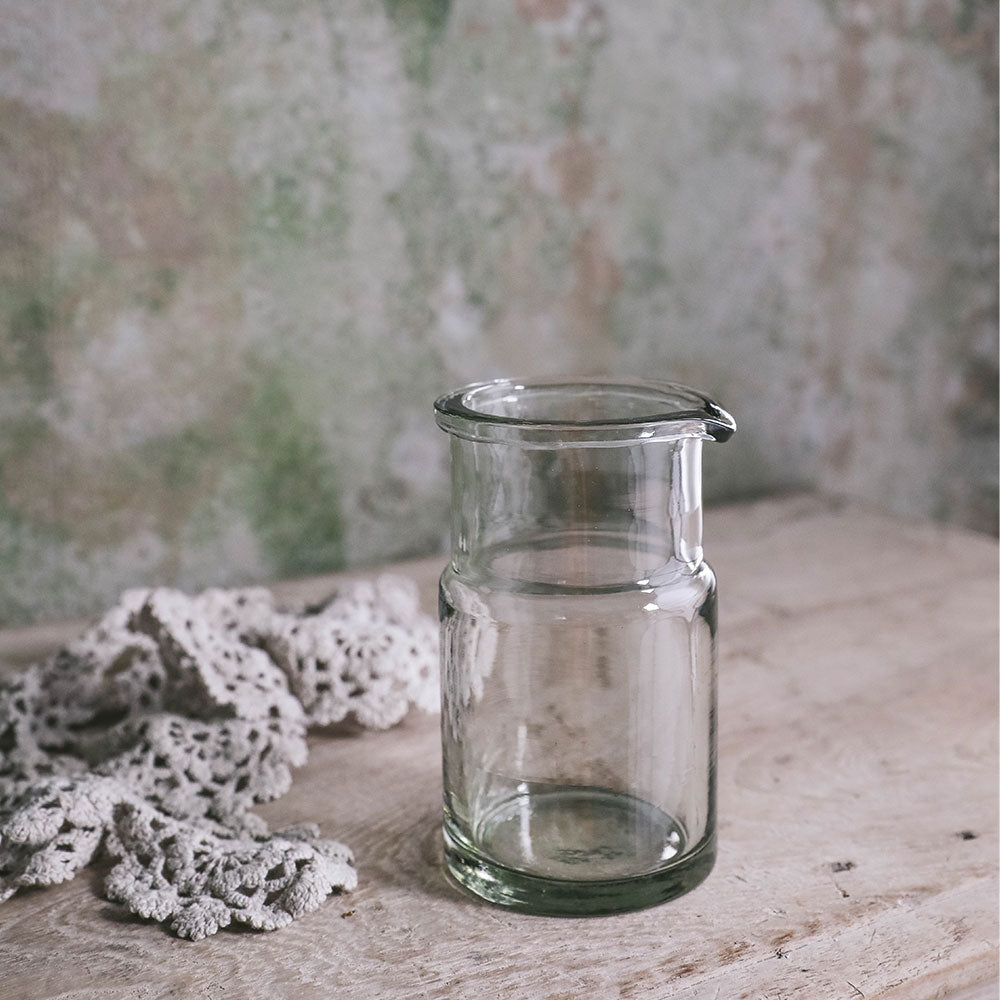 Eco-Friendly Small Recycled Glass Carafe for Water, Juice & Wine - Perfect for Dining, Gifts & Home Decor