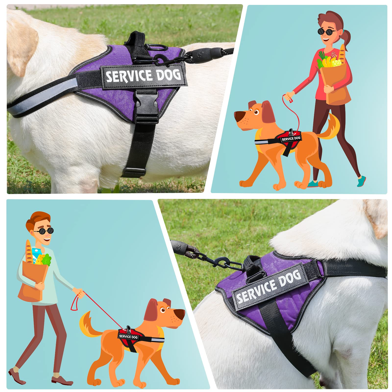 MUMUPET No Pull Service Dog Harness - Easy On/Off Adjustable Pet Vest with 3M Reflective Strips & Nylon Handle - Breathable Dog Harness for Small Medium Large Dogs - Perfect for Training, Walking & Outdoor Adventures