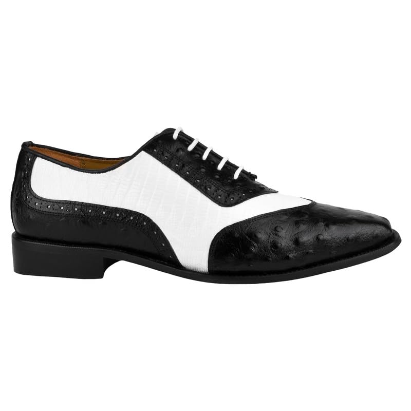 **LIBERTYZENO Men's Genuine Leather Oxford Dress Shoes - Ostrich Print Lace-Up Formal Shoes for Business & Wedding - Perfect Easter Gift for Him**    *(Use for: Office Wear, Special Occasions, Weddings, Easter Gifts, Business Events)*