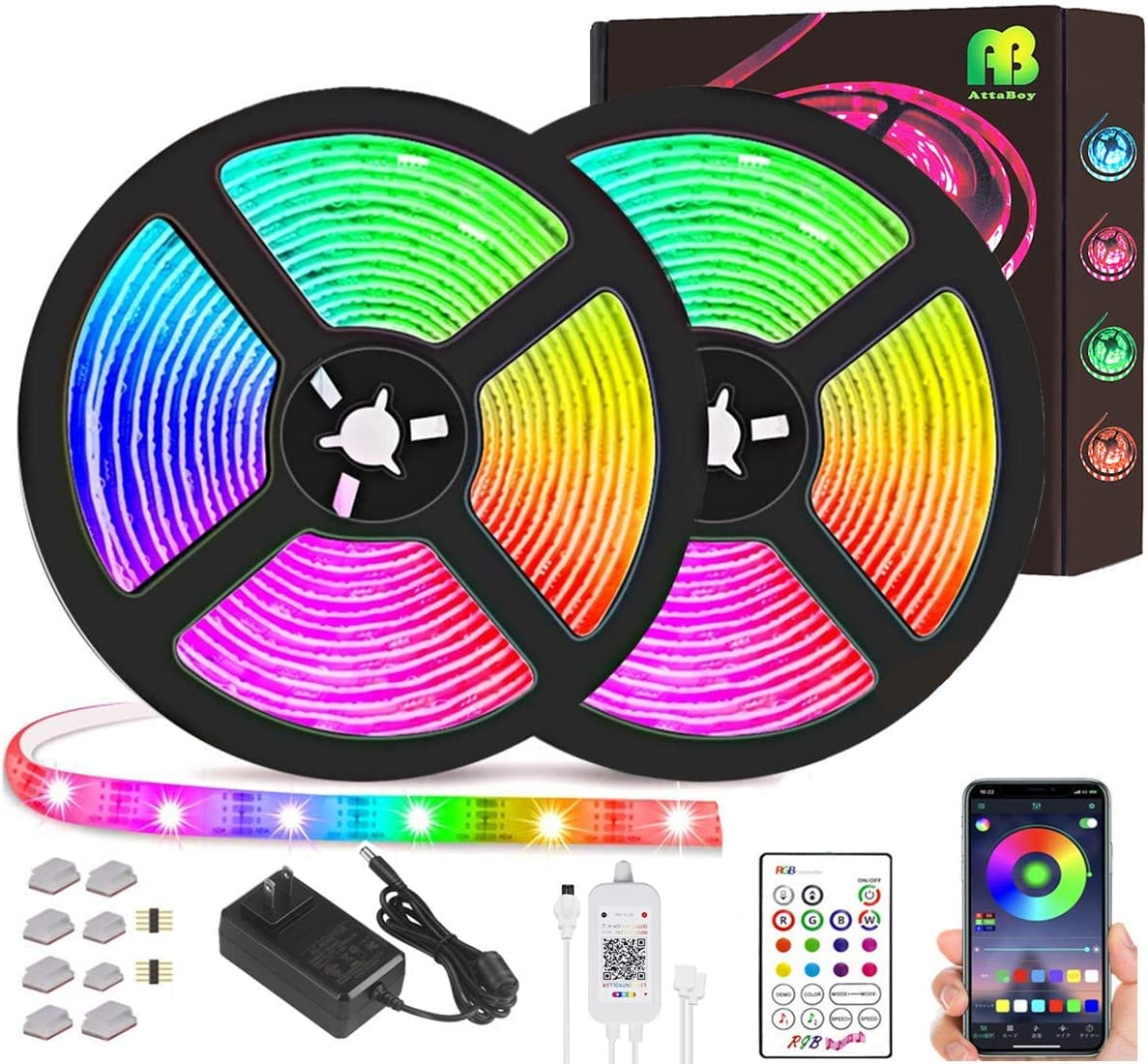 50FT LED Strip Lights SMD 5050 - Smart App & IR Remote Control, Music Sync RGB Color Changing Lights for Bedroom, Party, Home Decor (24V Upgrade) - Perfect for Mood Lighting & Entertainment Spaces
