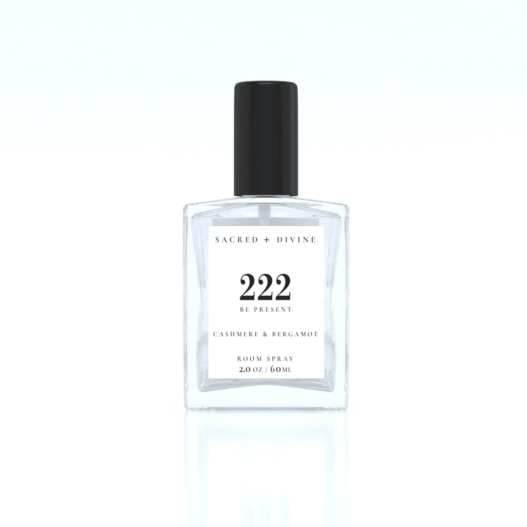 222 Be Present Aromatherapy Room Spray - Relaxing Essential Oil Mist for Home, Office & Yoga Studio - Stress Relief & Mindfulness