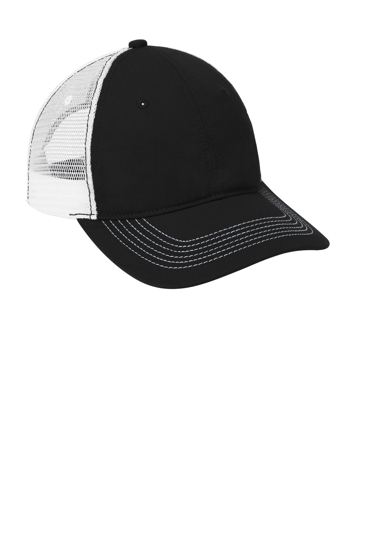 District Mesh Back Baseball Caps for Men & Women - Breathable Black & White Adjustable Snapback Hats - Perfect for Outdoor Sports, Running, and Casual Wear