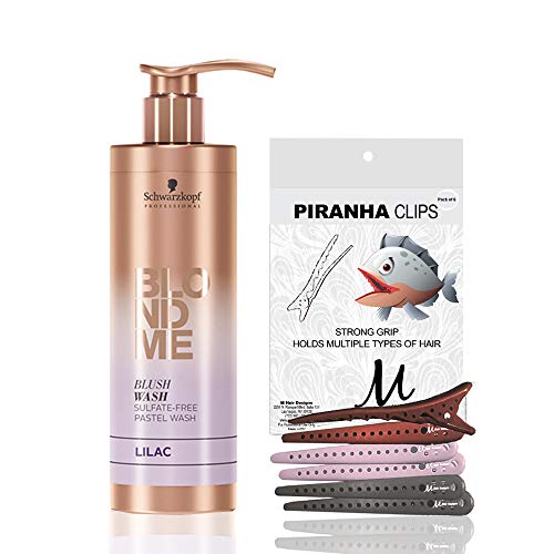 BlondeMe Lilac Blush Sulfate-Free Shampoo 250ml & Hair Clips for Salon Styling