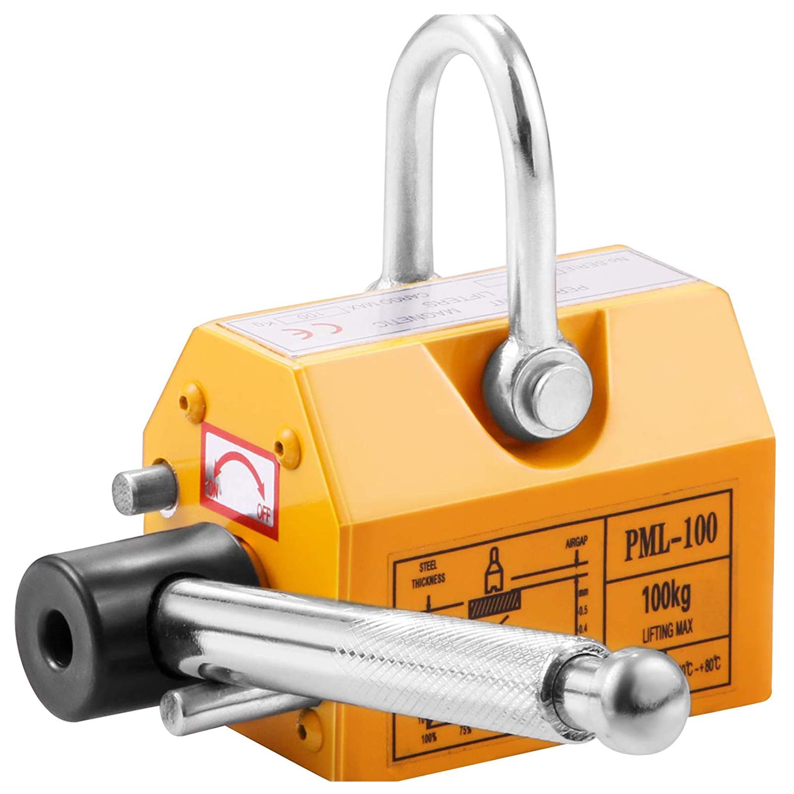 Heavy Duty 220LBS/100KG Steel Magnetic Lifting Hoist for Crane - Industrial Magnet Lifter for Metal, Electricity, Engineering, Transportation & Mining - Perfect for Construction Sites, Warehouses, and Material Handling