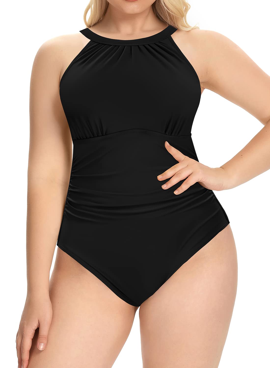 SHEKINI Women's One Piece Swimsuit Tummy Control Bathing Suit Plus Size Swimwear for Beach, Pool & Vacation - High Waisted Slimming Swimdress for Women
