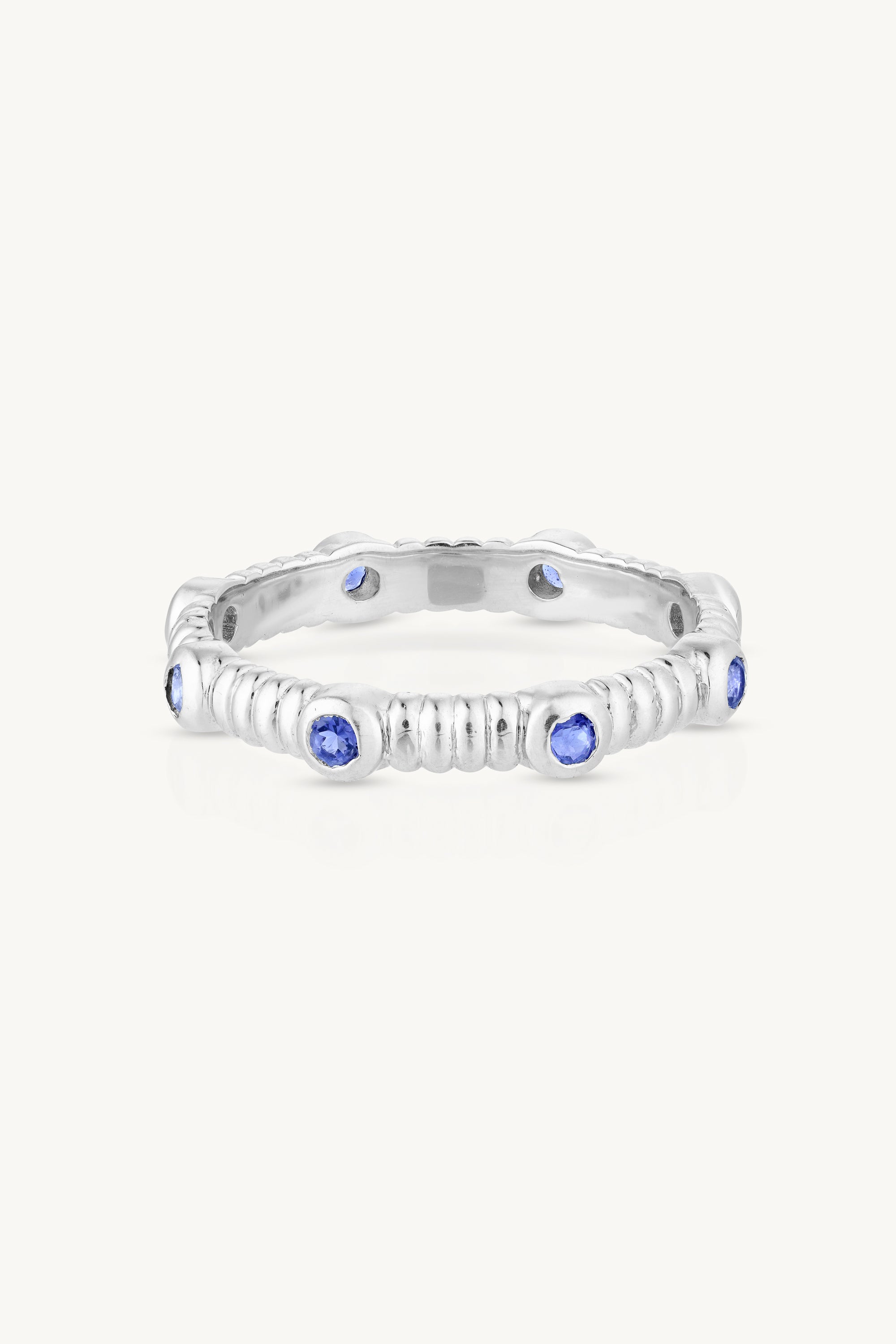 Iolite Silver Stacker Ring - Asymmetric Design for Stacking & Layering - Perfect for Everyday Wear & Special Occasions