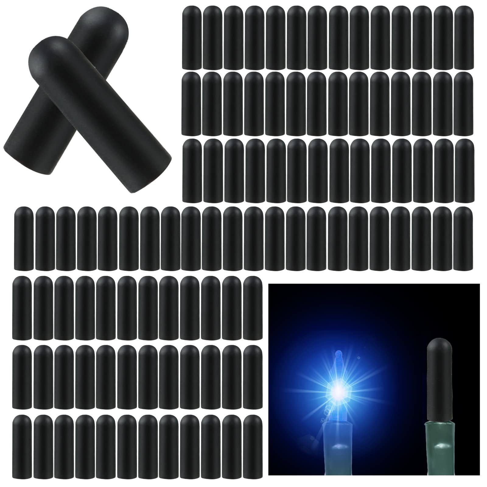 120 Pcs No Glow Blackout Caps for 5mm Christmas LED String Lights - Soft Rubber Light Covers to Hide Unwanted Bulbs - Perfect for Holiday Decor, Wedding Lights, and Outdoor Party Lighting
