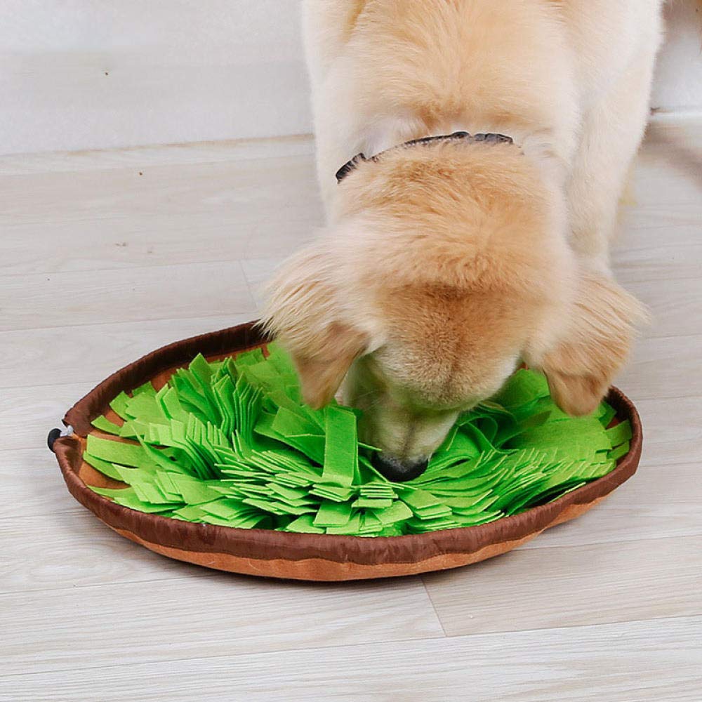 Yellow Dog Snuffle Mat for Dogs - Washable Round Sniffing Pad for Training, Feeding & Enrichment - Non-Slip Puzzle Toy with Multi-Color Design (1pc) - Perfect for Slow Feeding, Anxiety Relief & Mental Stimulation