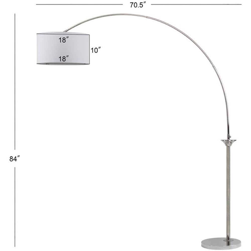 SAFAVIEH Mira Contemporary Modern Farmhouse 84-inch Arc Floor Lamp - Nickel Finish with Included LED Bulb for Living Room, Bedroom & Home Office Lighting | Perfect for Reading Nooks and Cozy Corners