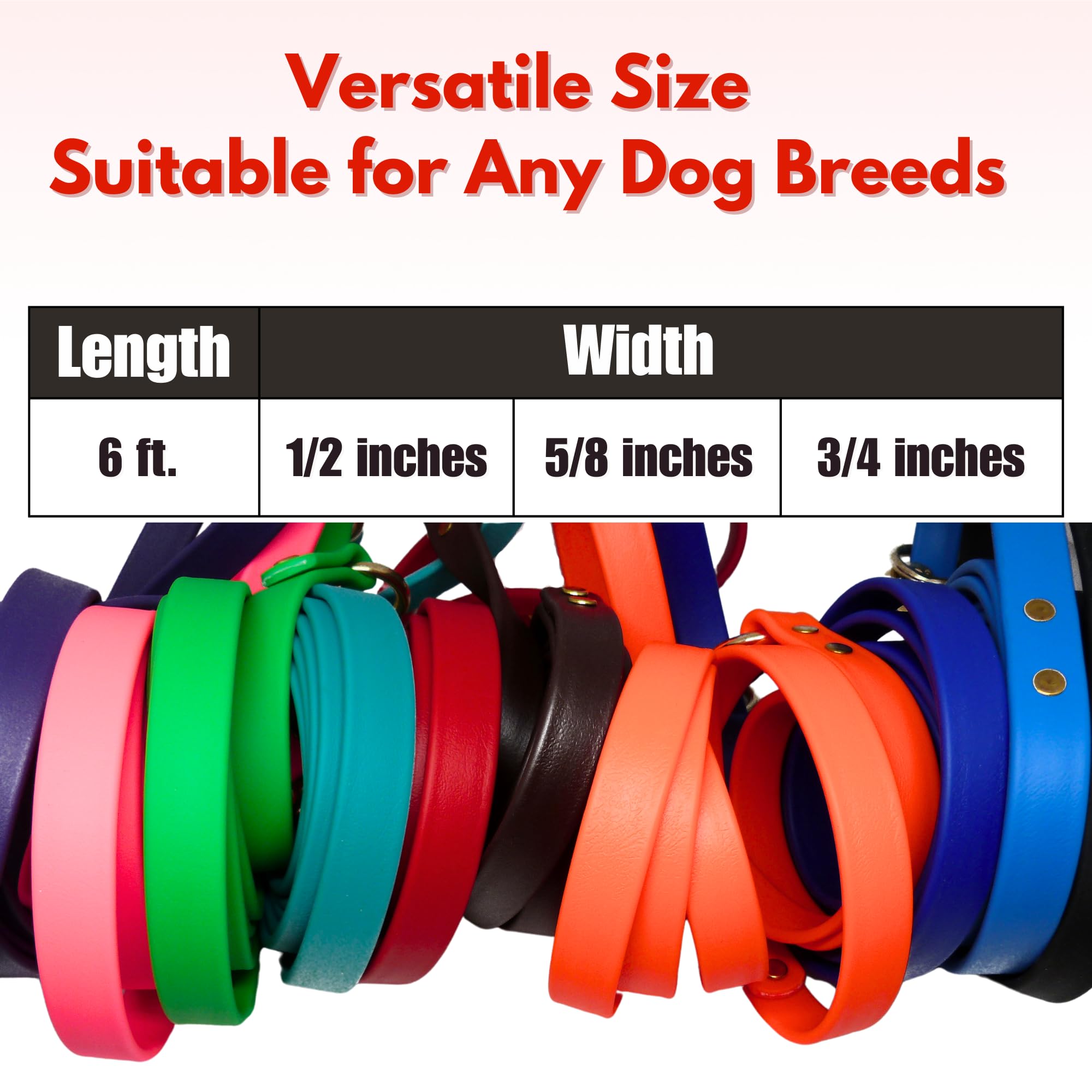 Premium Biothane Gummy Dog Leash - 6FT Waterproof & Weatherproof Training Leash for Small, Medium & Large Dogs | Durable Pet Walking Accessory for Outdoor Adventures, Hiking & Daily Walks