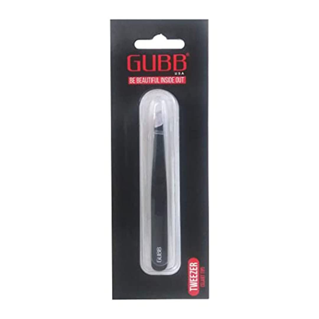 GUBB Slant Tip Tweezer for Eyebrows, Ingrown Hair & Facial Hair Removal - Precision Stainless Steel Tweezers for Women & Men - Painless Hair Plucker for Perfect Eyebrow Shaping & Grooming - Ideal for Home, Travel & Salon Use