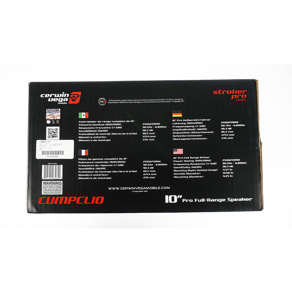 Cerwin Vega CVMPCL10 Stroker Pro Series 10