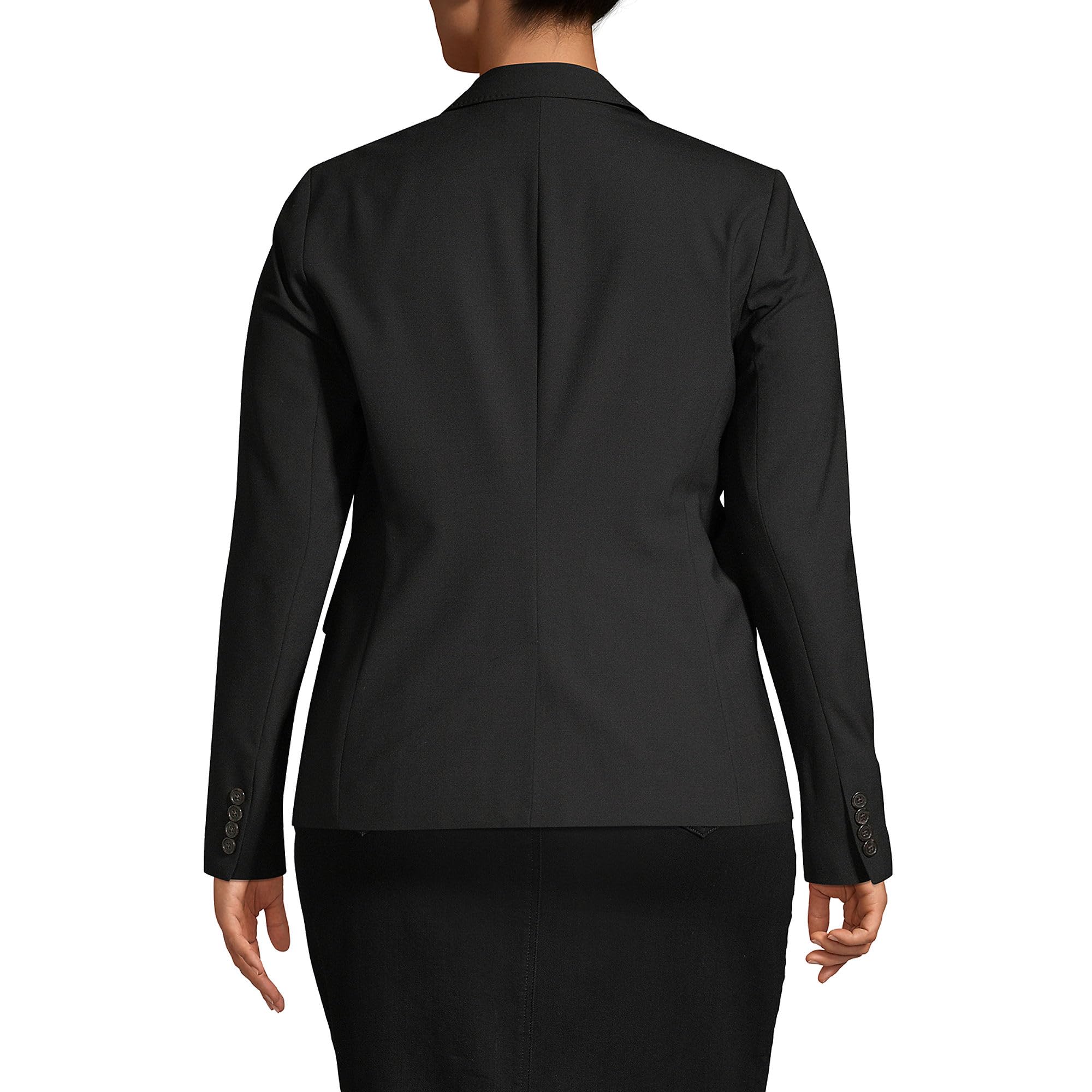 Lands' End Women's Washable Wool Blazer - Classic Two Button Jacket for Office, Business Meetings & Professional Workwear