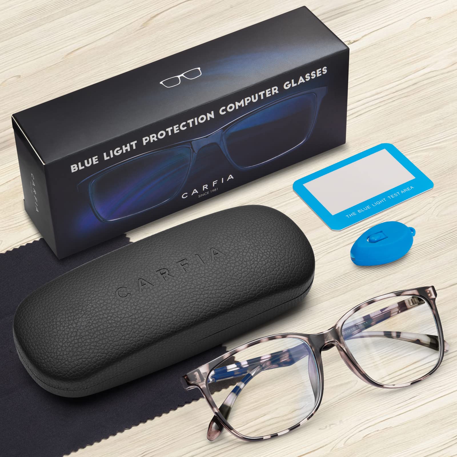 CARFIA Blue Light Blocking Glasses for Women & Men - Anti Eyestrain Computer Gaming Glasses with Case - Lightweight UV Protection Eyewear for Office, Gaming & Digital Screen Use