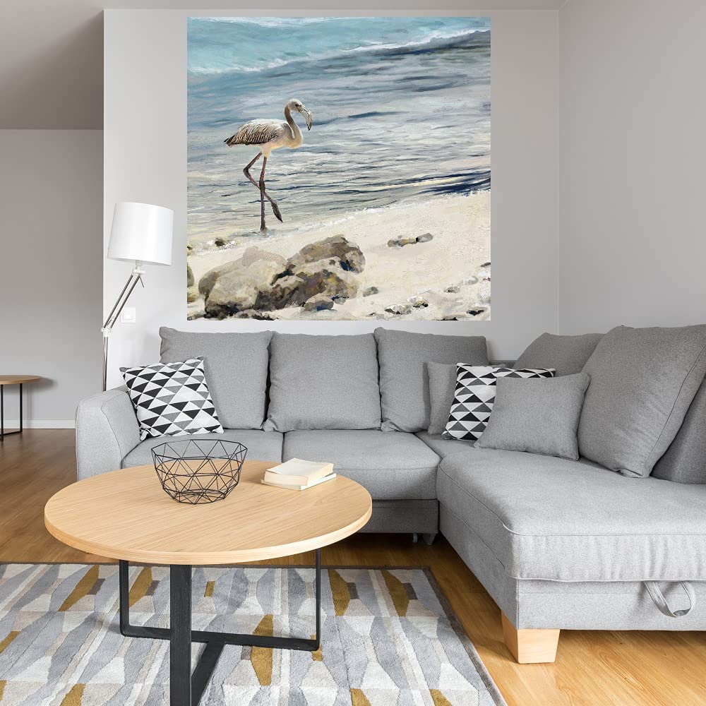 Hand-Painted Shorebird Fine Art Canvas Wall Decor - 37x37 Inch Ready to Hang Painting for Living Room, Bedroom & Office - Coastal Theme Home Decor | Perfect for Beach House, Nautical Nursery & Seaside Dining Room