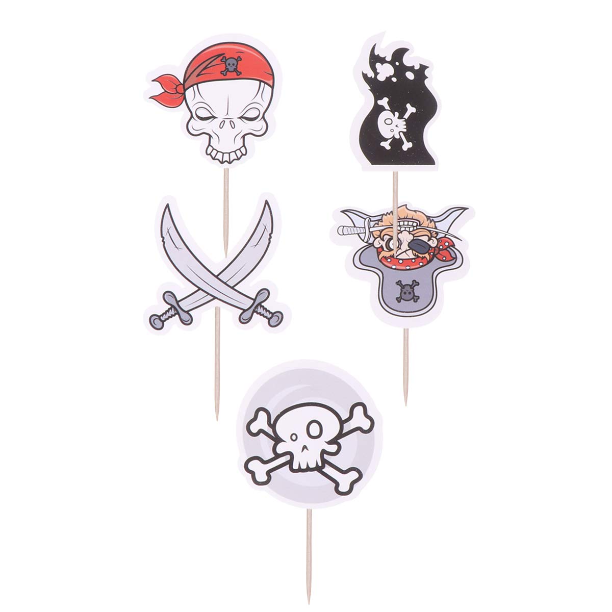 10pcs Pirate Skull Cake Toppers - Creative Cupcake Topper Picks for Birthday Party Decorations, Halloween Dessert Decor, and Themed Cake Decorating Supplies