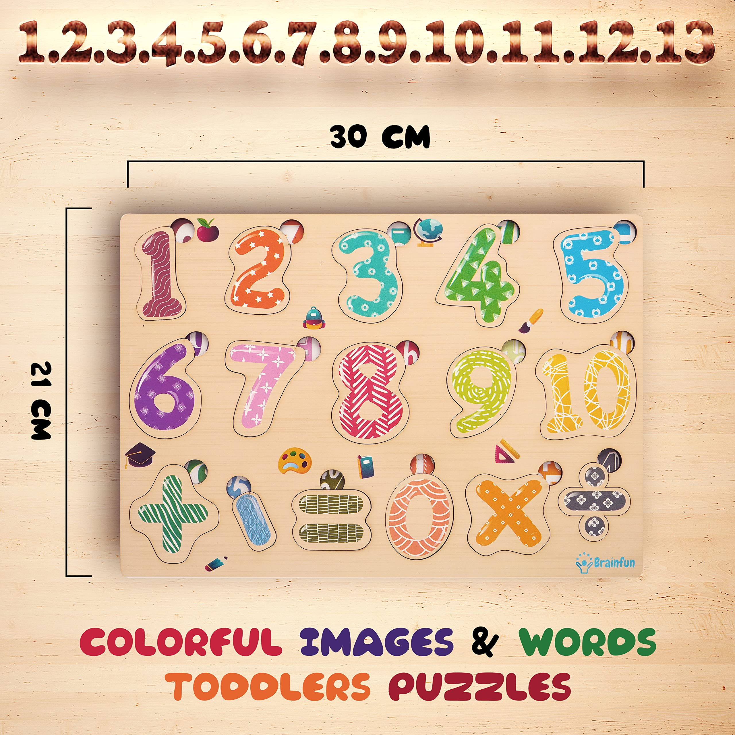 ZUDO Wooden Montessori Educational Puzzle Board Toy for Toddlers & Kids - Number Learning Game for Preschool Boys & Girls - Perfect for Homeschooling & Early Childhood Development