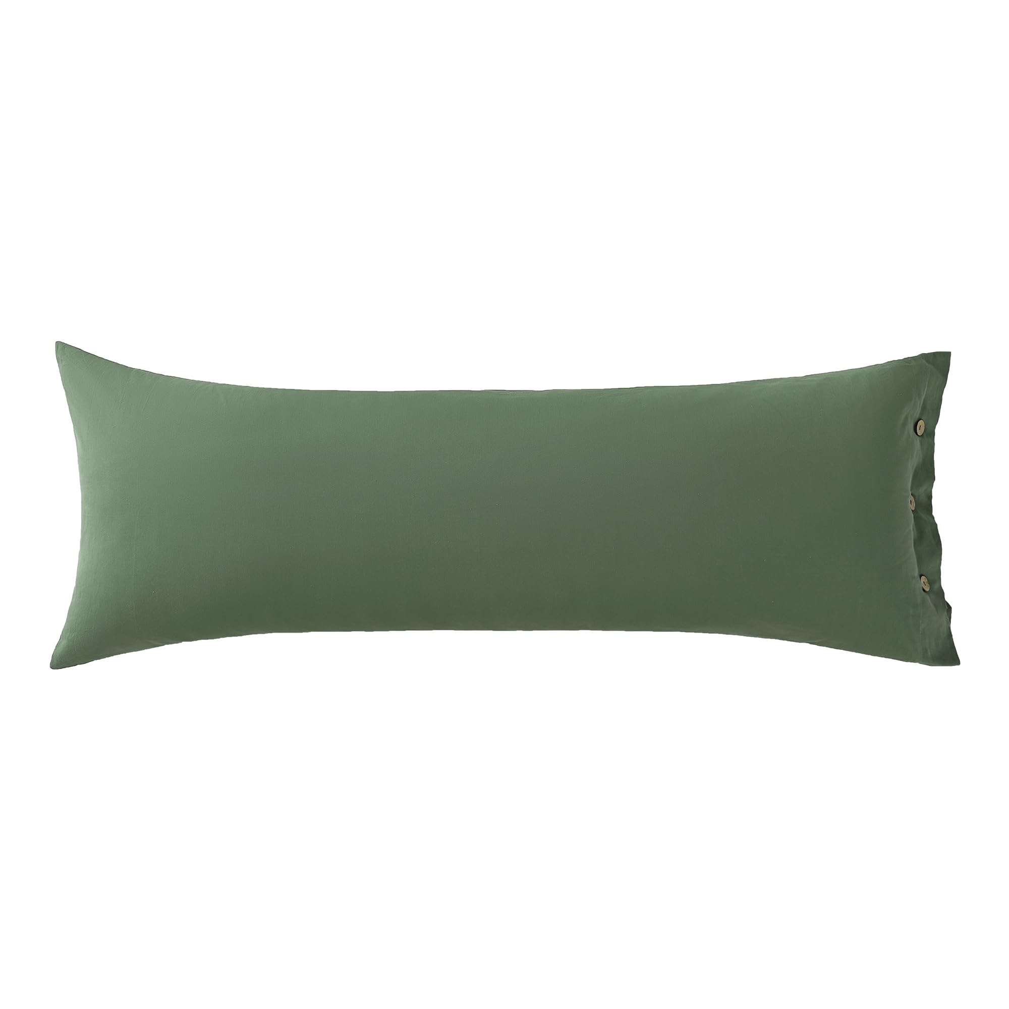 JELLYMONI 100% Washed Cotton Pillowcase - Soft & Breathable Standard Size 20x54 Inches, Button Closure, Green - Perfect for Bedroom, Guest Room, and Travel (Pillow Not Included)