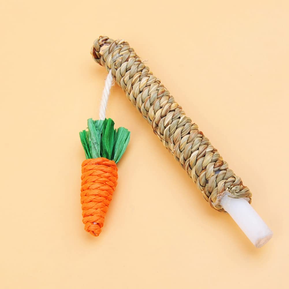 Ferret Scratcher Tree - Bunny Chew Toys for Cats & Small Animals - Rattan Grass Scratcher & Climbing Tree with Carrot Play Toys - Guinea Pig Tooth Cleaning Toy (Seagrass) - Perfect for Playtime & Dental Care