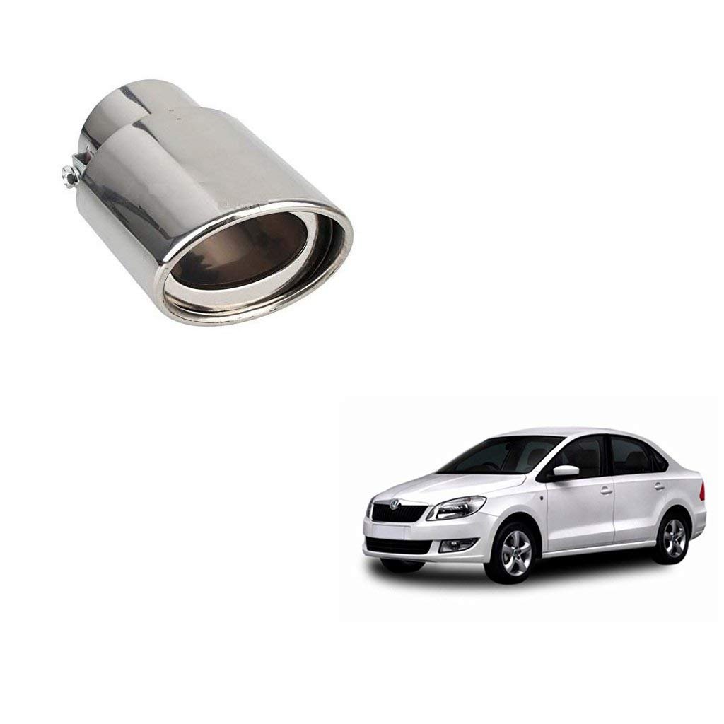 GOLSM Chrome Single Oval Pipe Exhaust Silencer for Maruti Car 800 - Stylish Performance Upgrade for Street Racing & Car Shows