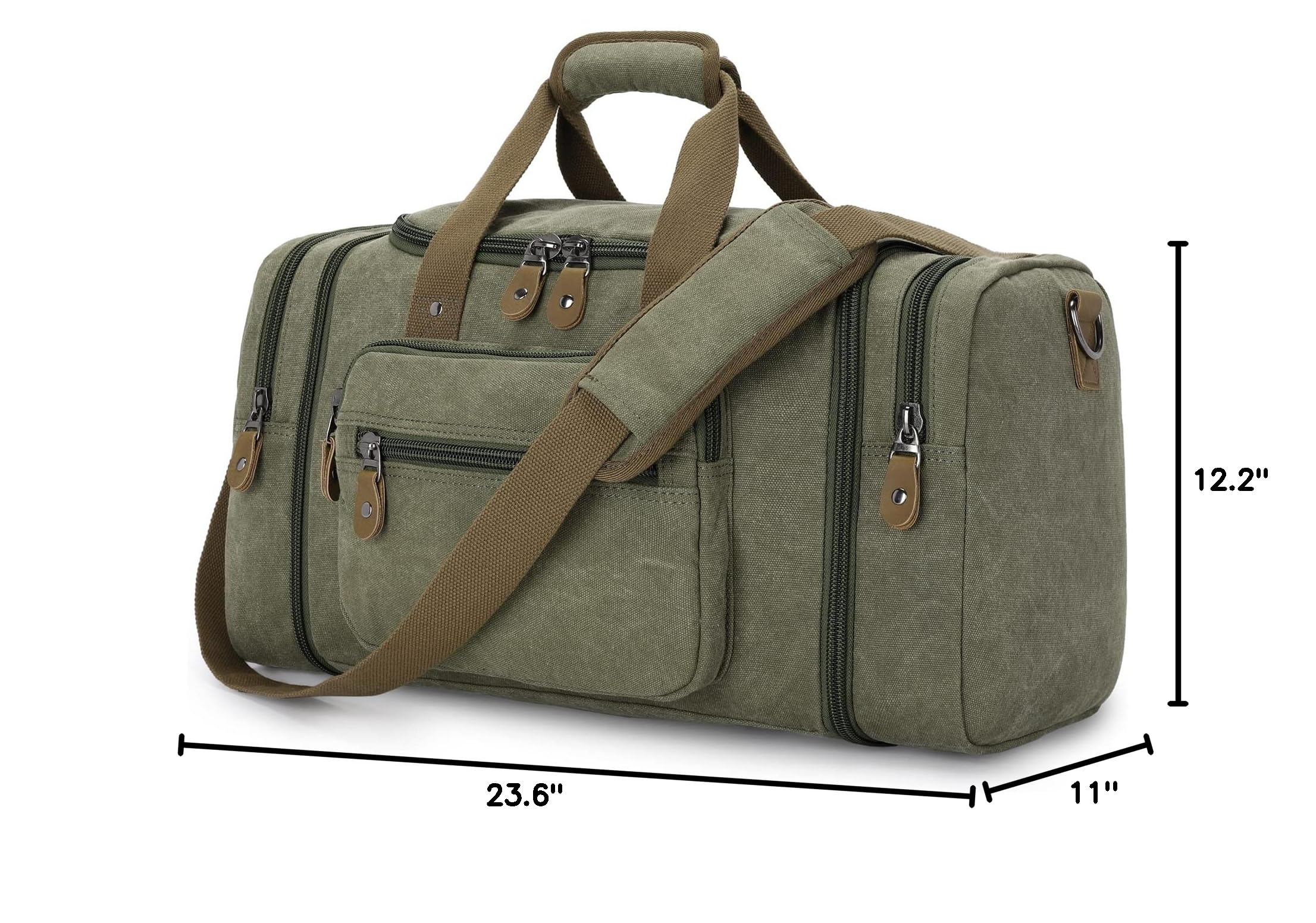 Gonex 60L Canvas Duffle Bag - Army Green Travel Duffel for Gym, Camping & Weekend Getaways | Water-Resistant Carry-On Luggage for Men & Women