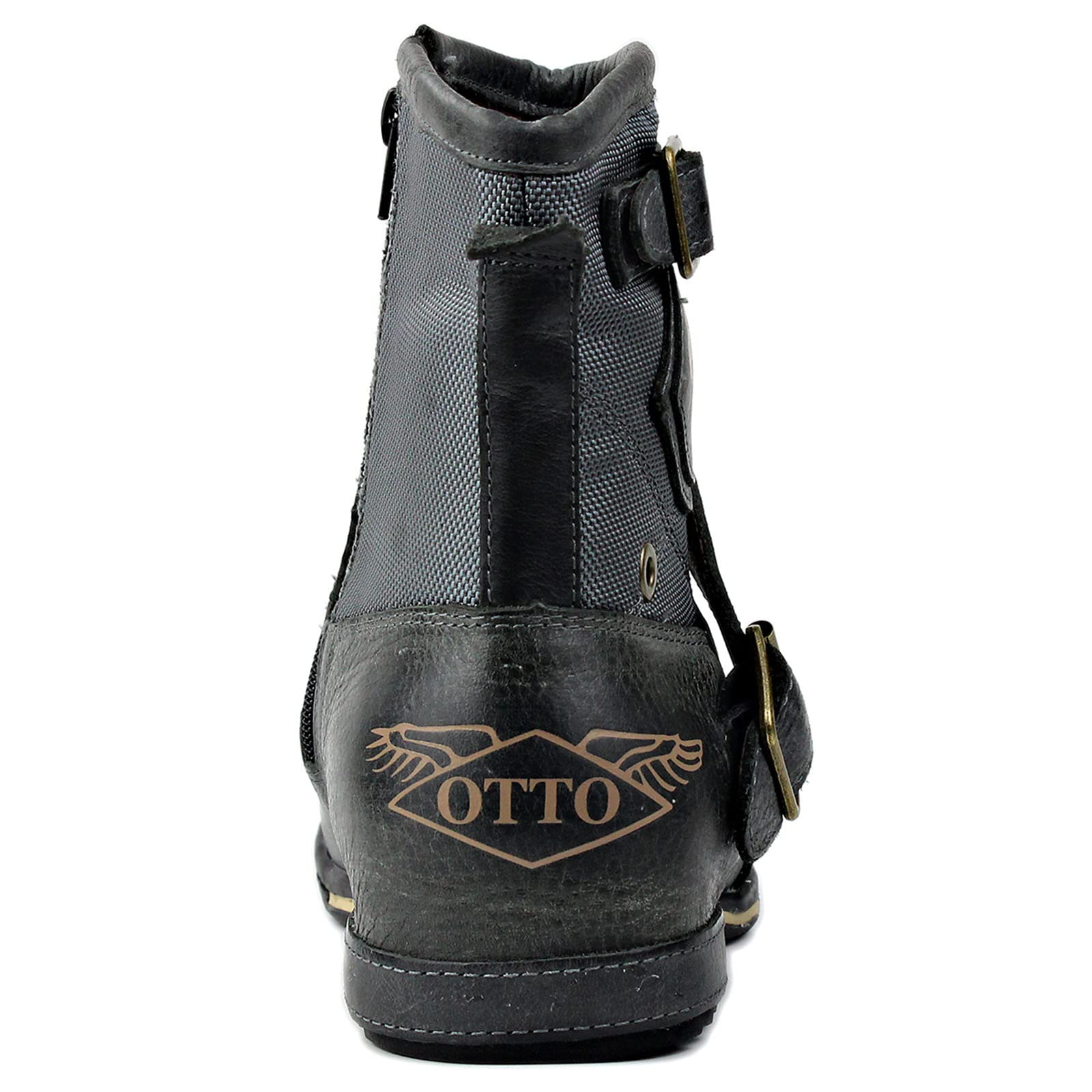 OSSTONE Men's Fashion Leather Chukka Boots - Zipper-Up Motorcycle Boots Casual Shoes OS-5008-1-ABNH | Perfect for Riding, Streetwear & Everyday Comfort