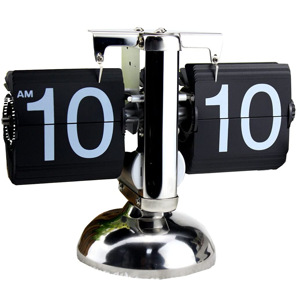 Retro Digital Flip Desk Clock - Mechanical Automatic Page Turning Clock for Office, Business & Hotel Decor - Battery Powered (21x8x6.69 Inches, Black) - Perfect for Desk, Nightstand, and Meeting Room Timekeeping