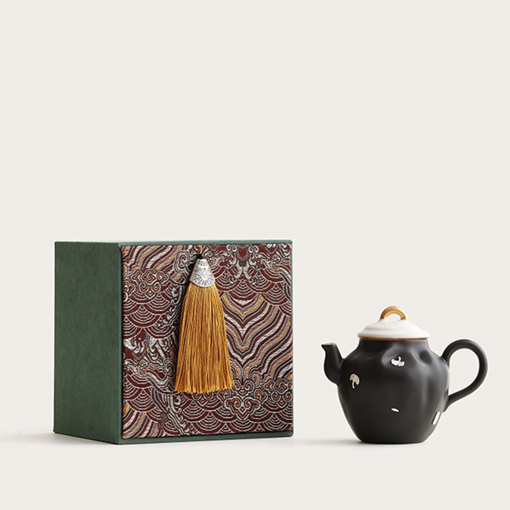 Handmade Black Ceramic Chinese Teapot - Unique Irregular Design for Gongfu Tea Brewing | Perfect for Tea Ceremonies, Home Decor & Gift Giving