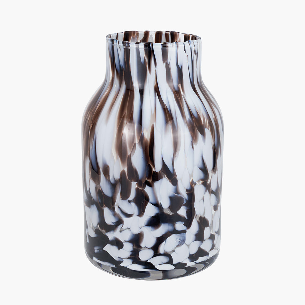 Brown and White Tortoiseshell Glass Vase - Small & Large Sizes - Elegant Home Decor for Centerpieces, Wedding Decorations & Living Room Accents
