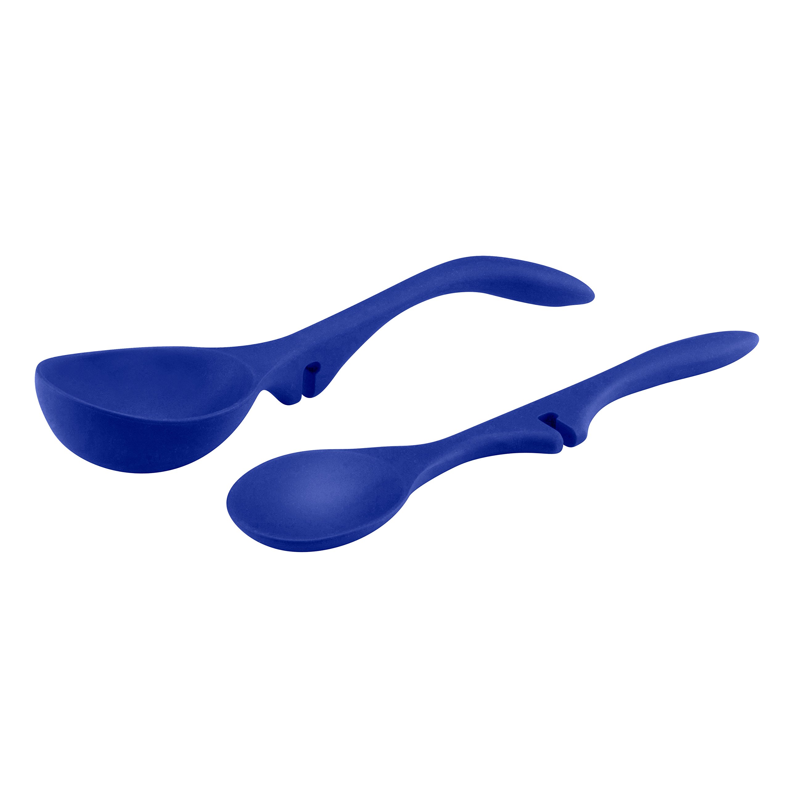 Rachael Ray 2-Piece Lazy Tools Set - Non-Slip Kitchen Utensils with Comfort Grip Handles (Blue) - Perfect for Cooking, Baking & Serving Dishes